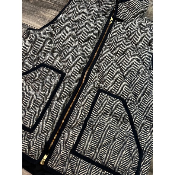 J. Crew Down Vest Women's Large Sleeveless Full Zip Herringbone Puffer Casual - Picture 5 of 9